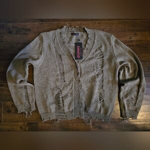 ROMWE Distressed Moon Cardigan